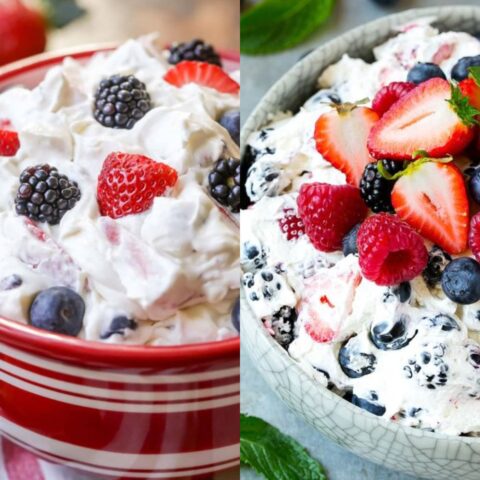 ensalada de cheesecake de frutos rojos