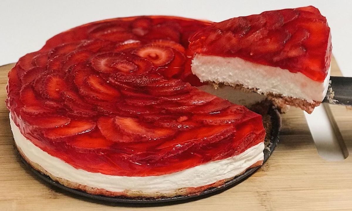 receta cheesecake con gelatina de fresa sin horno como hacer