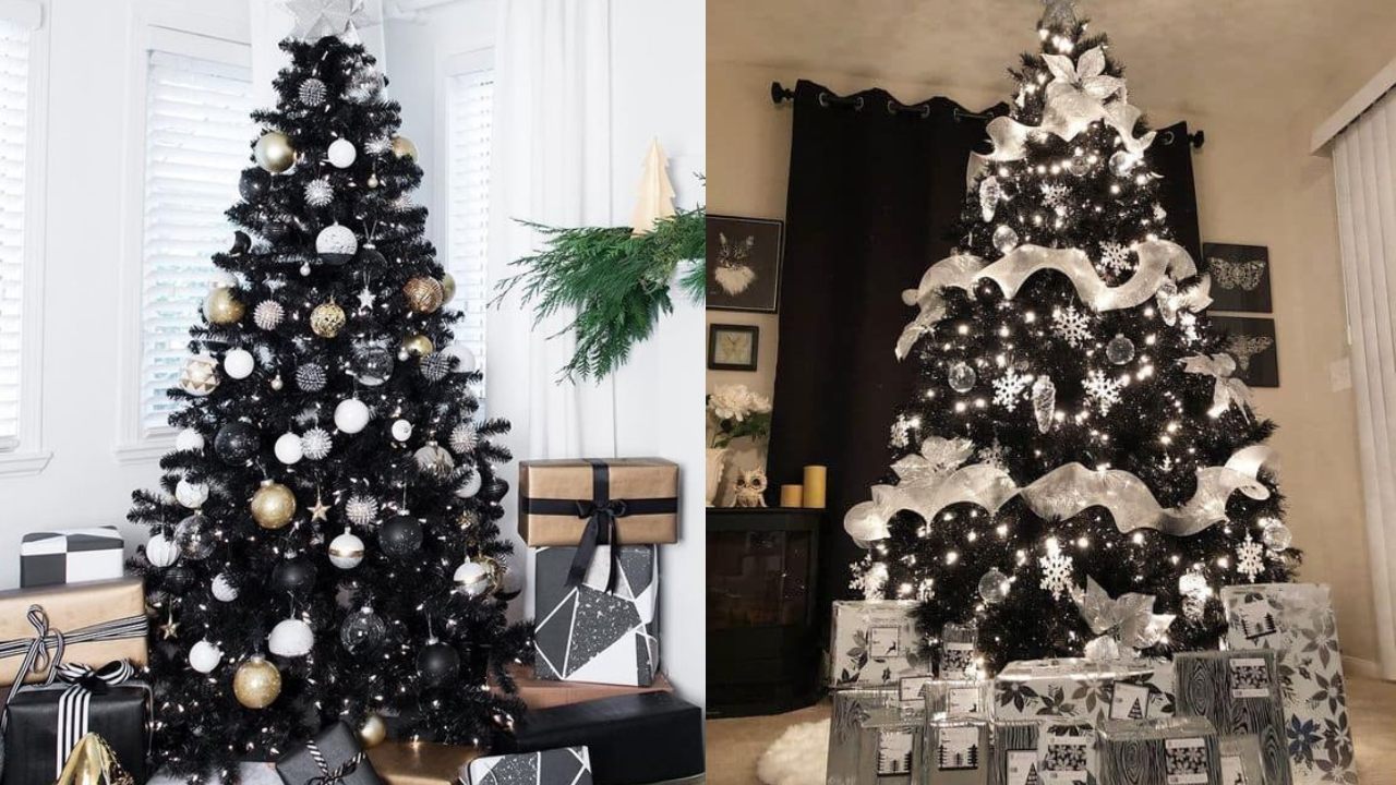 ideas para decorar arboles de navidad negros