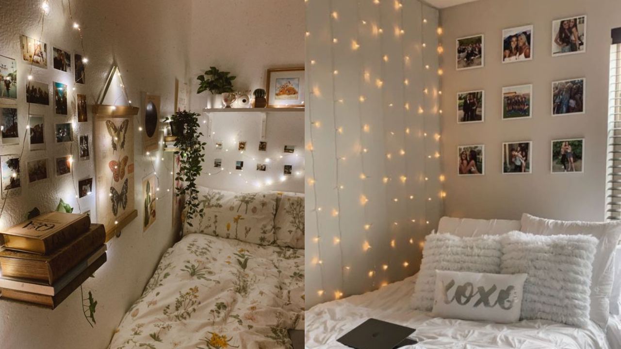dormitorio con luces