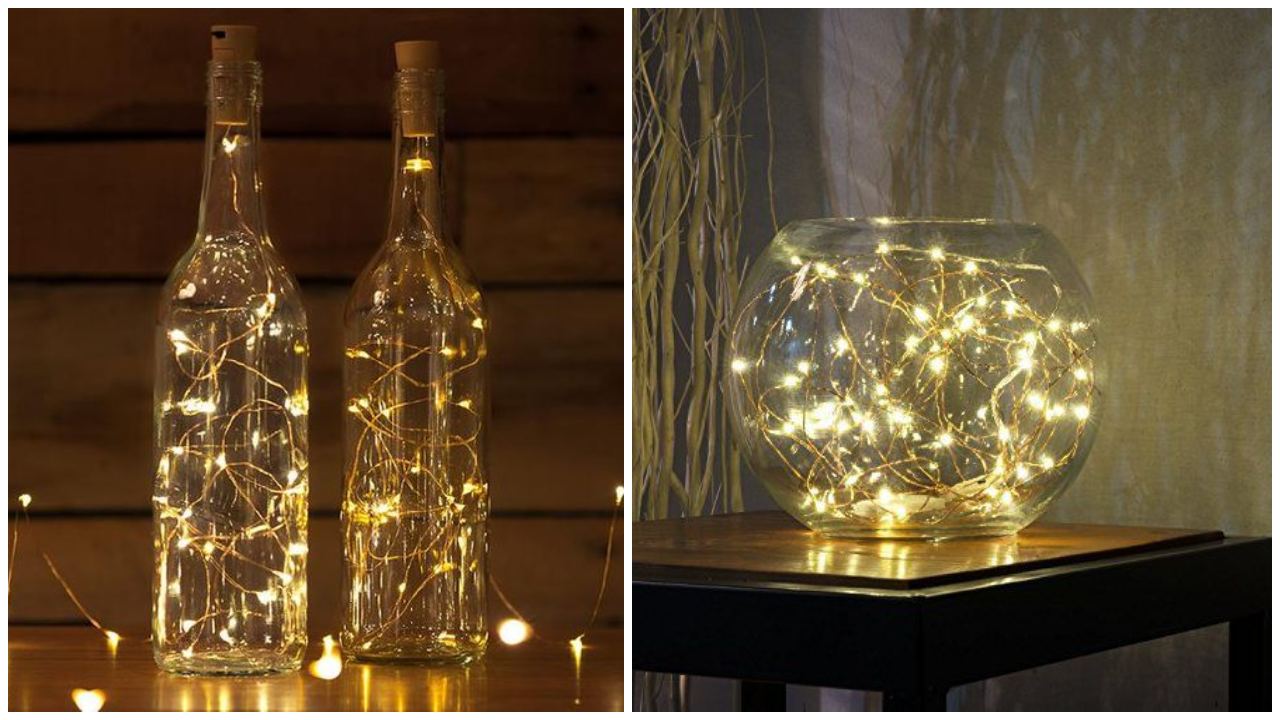 lamparas diy en botellas de cristal