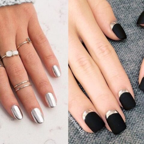 diseños de uñas espejo o metalizadas para manicure de invierno