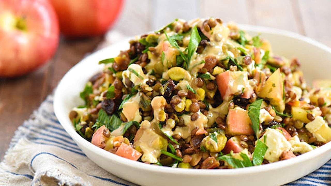 ensalada de lentejas y manzana