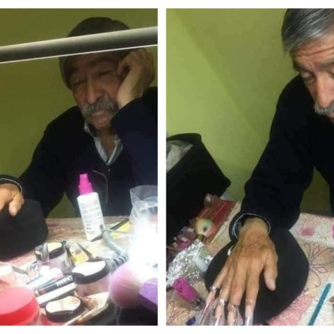 papá se presta a ser modelo de uñas para ayudar a su hija