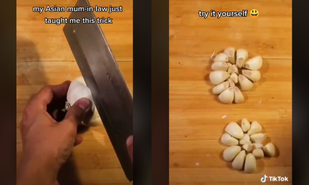 cómo pelar ajo mas rapido con este truco asiatico viral de tik tok