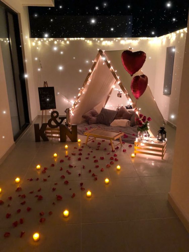 cita romántica en teepee ideas san valentin