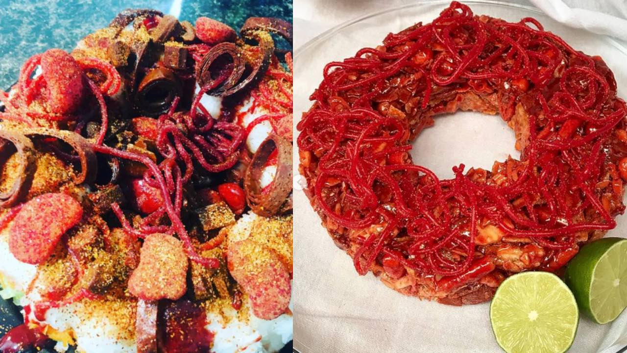 como hacer rosca de frutas con chamoy paso a paso