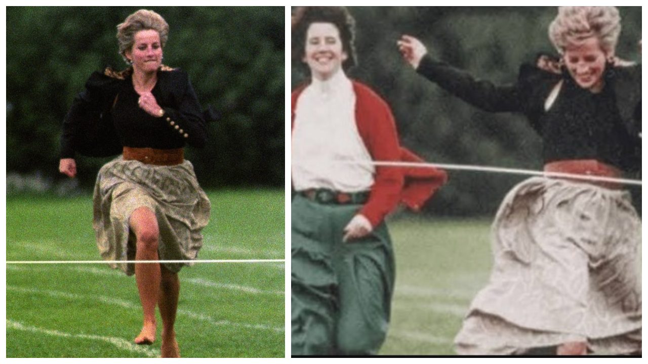 diana de gales corre carrera 100 metros planos video