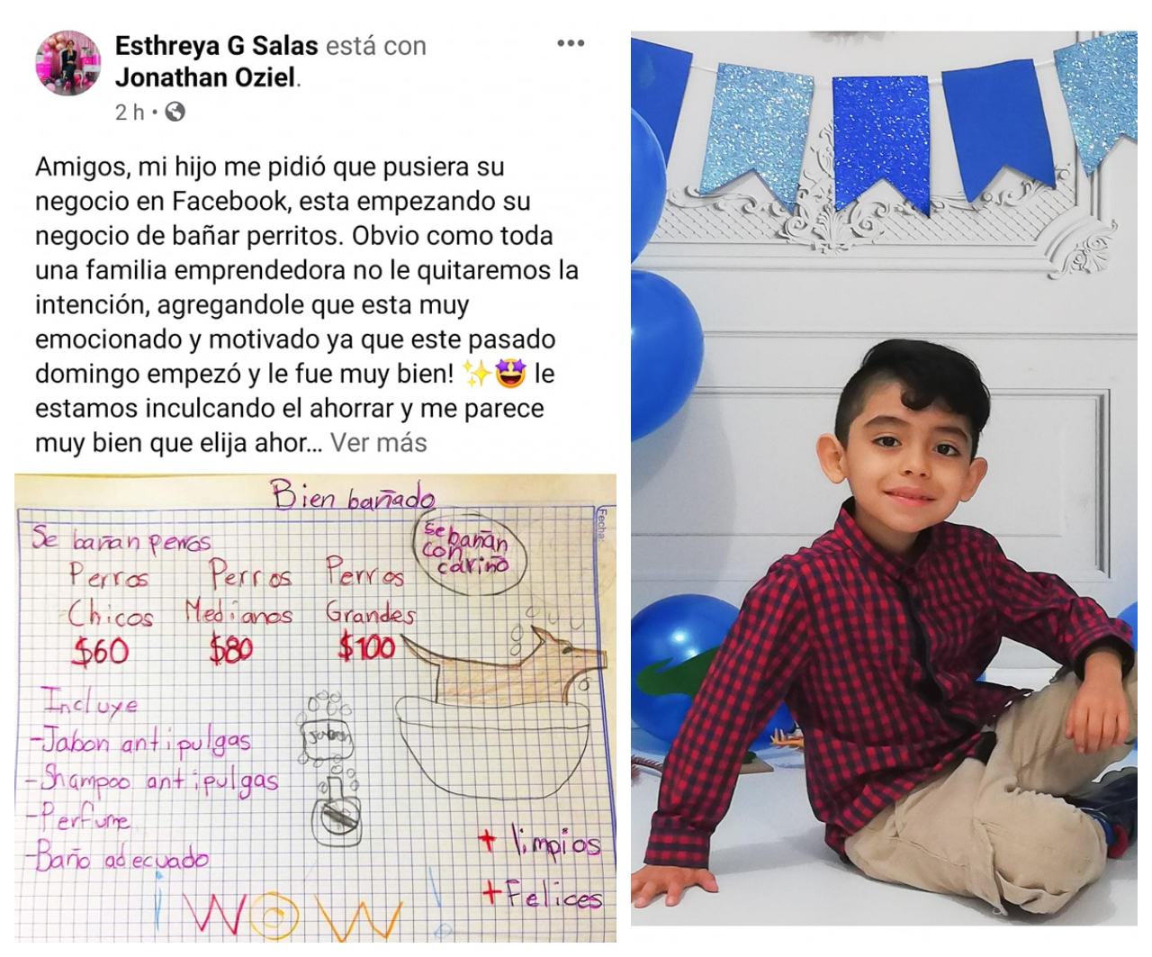 Un pequeño emprendedor abrió su negocio de bañar perros en NL