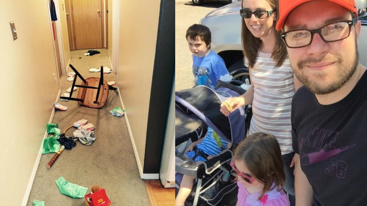 Mel y Clint Edwards familia casa desordenada