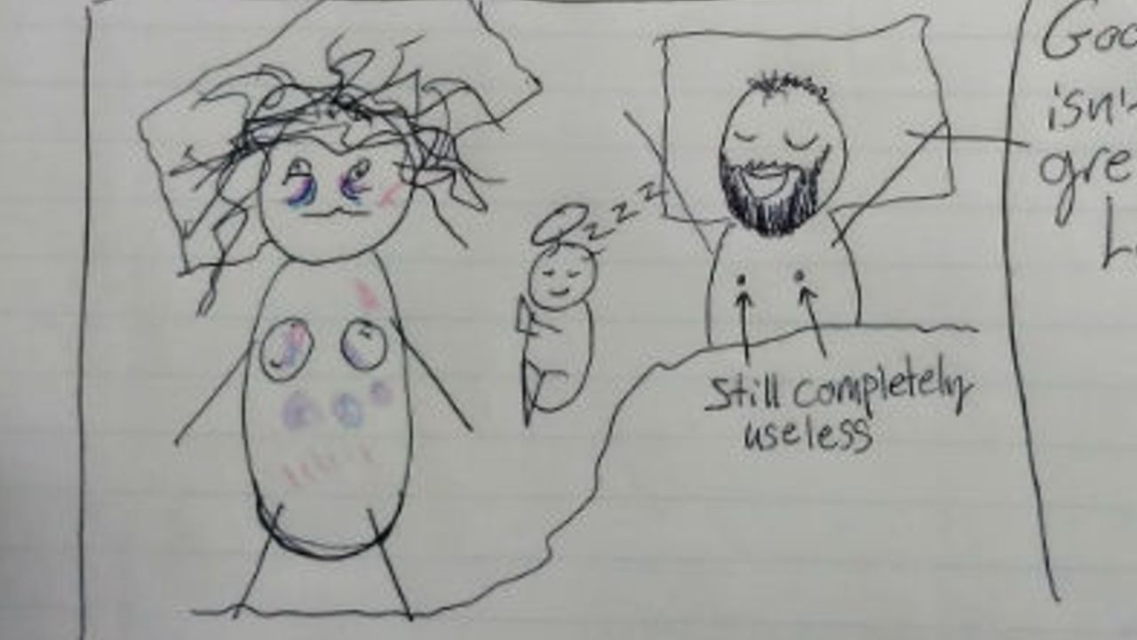 mama explica a su esposo con dibujitos fatiga crónica