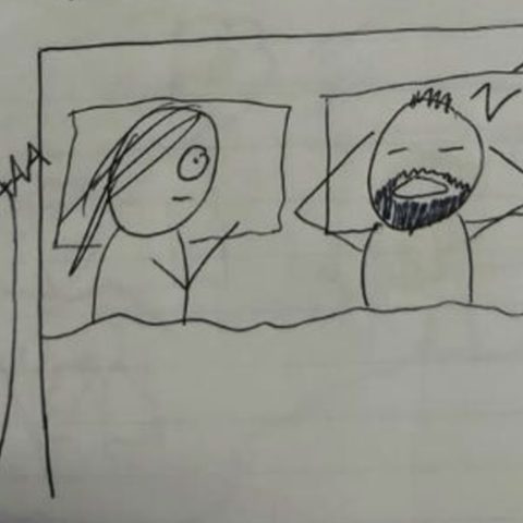 mama explica a su esposo con dibujitos cansancio