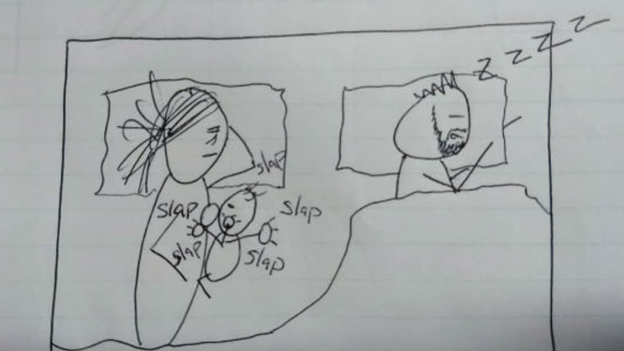 mama explica a su esposo con dibujitos por que vive cansada