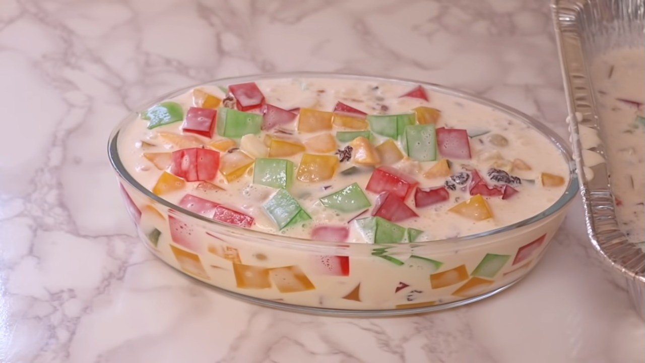 receta de ensalada de gelatina con crema lechera economica