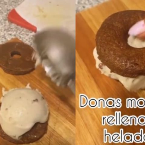 donas de mokaccino rellenas de helado fit receta microondas