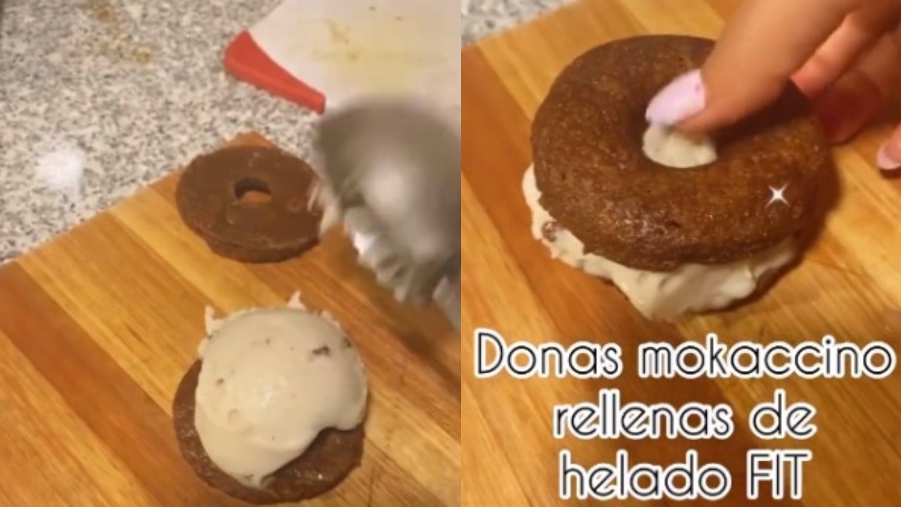 donas de mokaccino rellenas de helado fit receta microondas