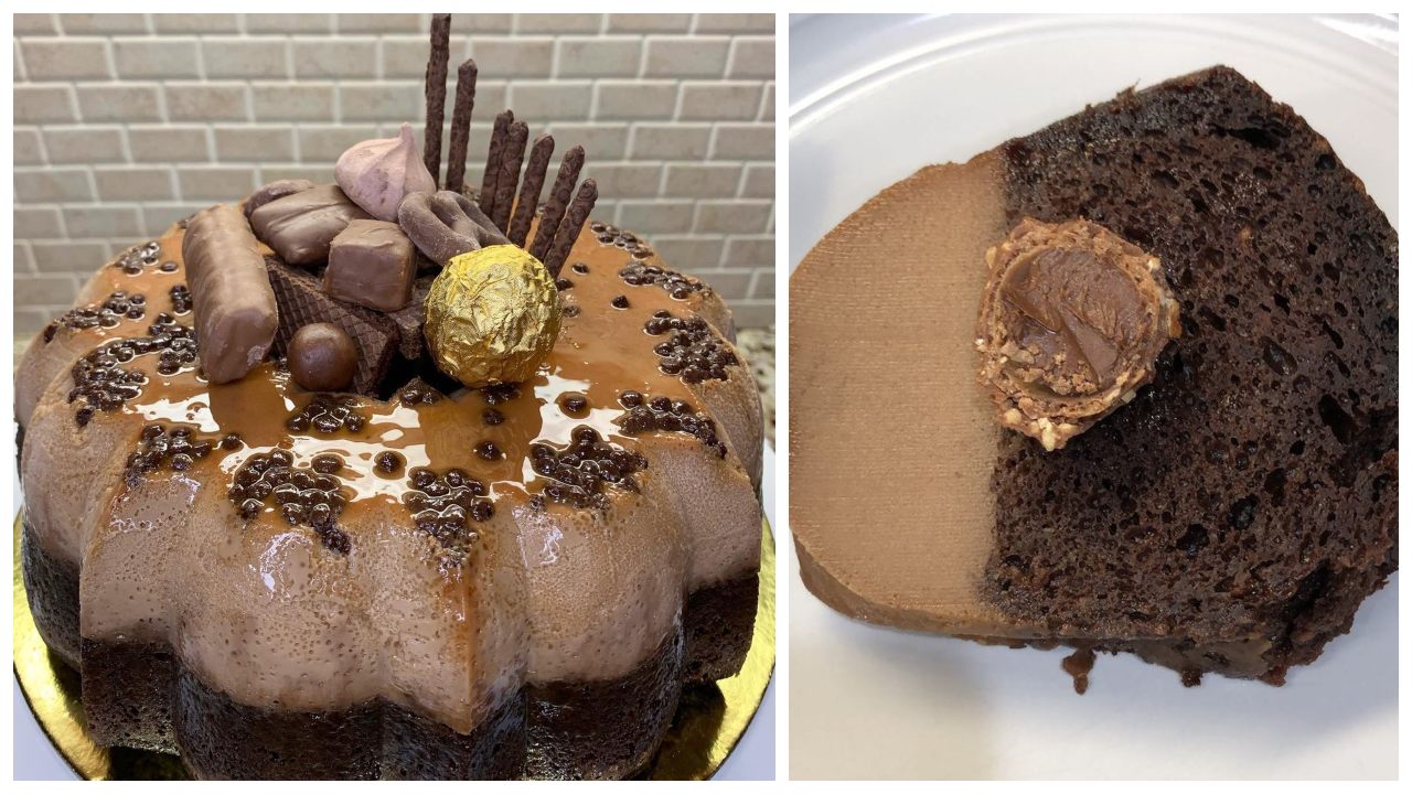 como hacer flan de capuchino con brownie receta