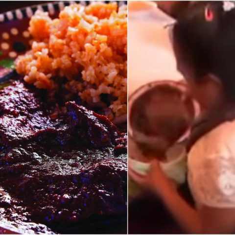 Mujer guarda mole de fiesta