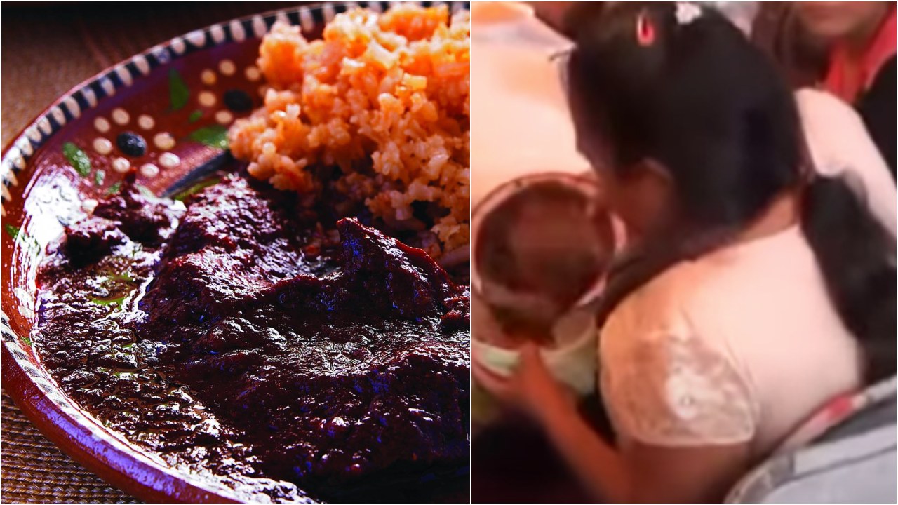 Mujer guarda mole de fiesta