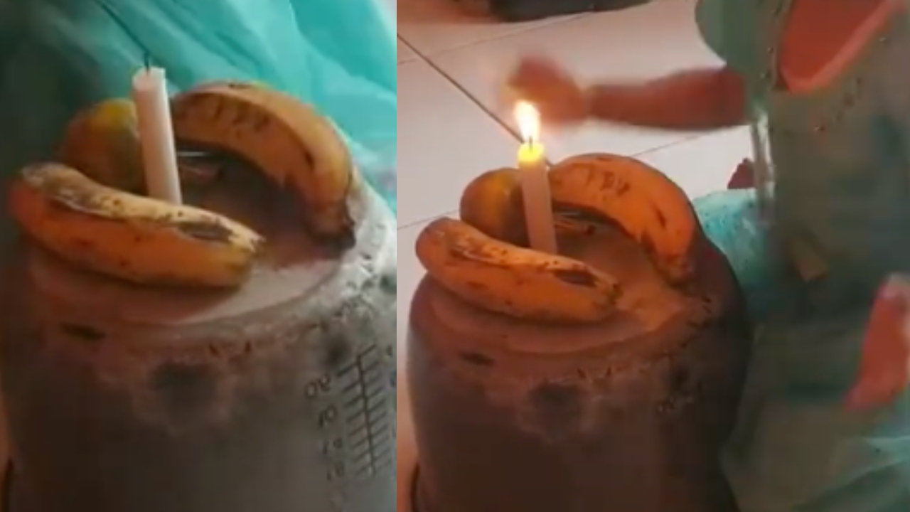 Celebran a su hija con tres plátanos y una vela