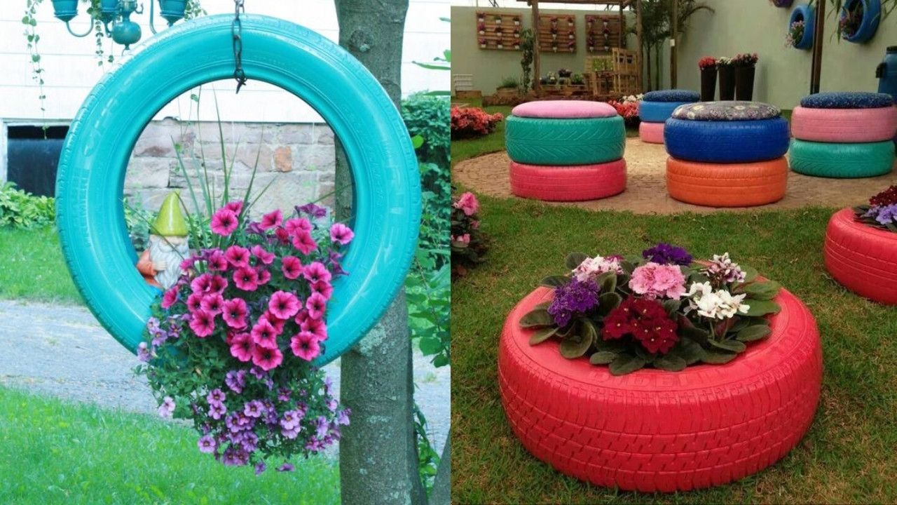 como hacer macetas con llantas