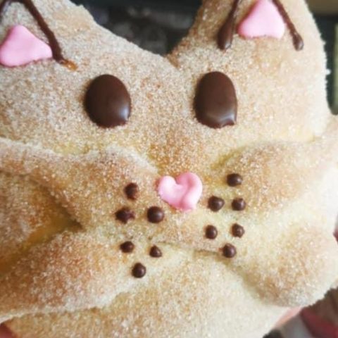 pan de muerto forma de gato