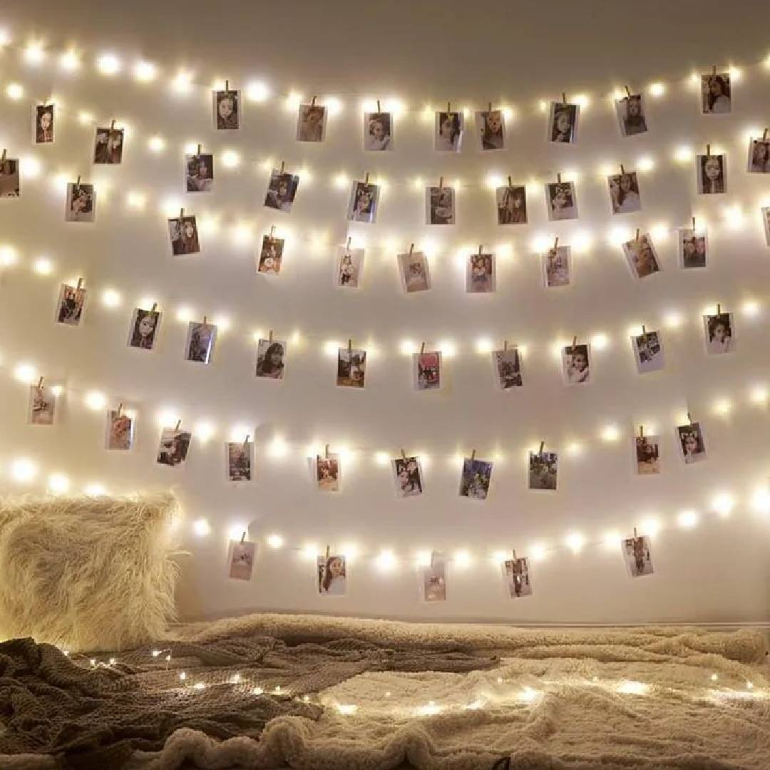 idea collage de pared serie de luces