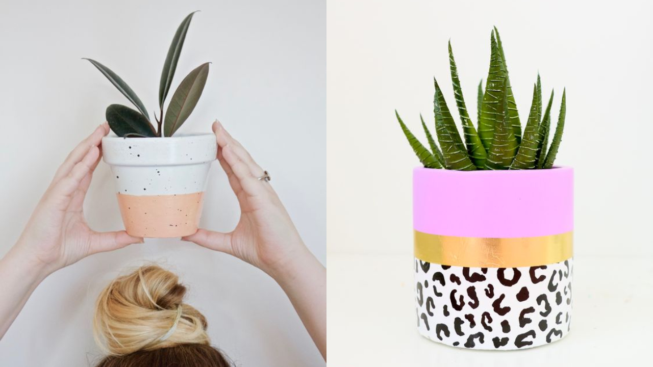 Cambia el look de tu casa pintando las jardineras de tus plantas de interior
