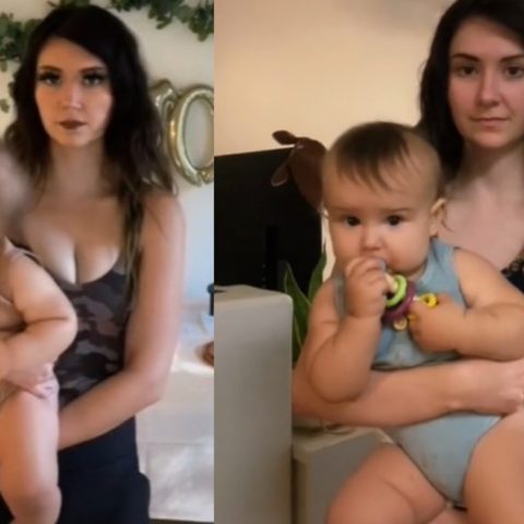 madre deja comer tierra a su bebe