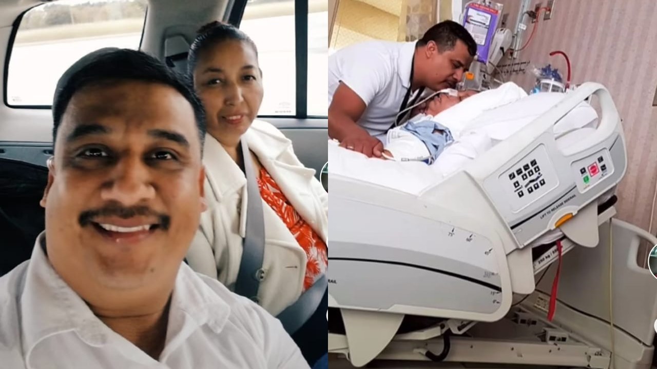 hombre cuida a su esposa tras derrame