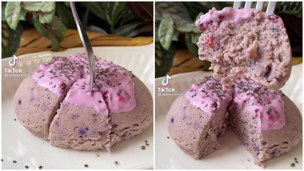 mug cake de frutos rojos light receta como hacer