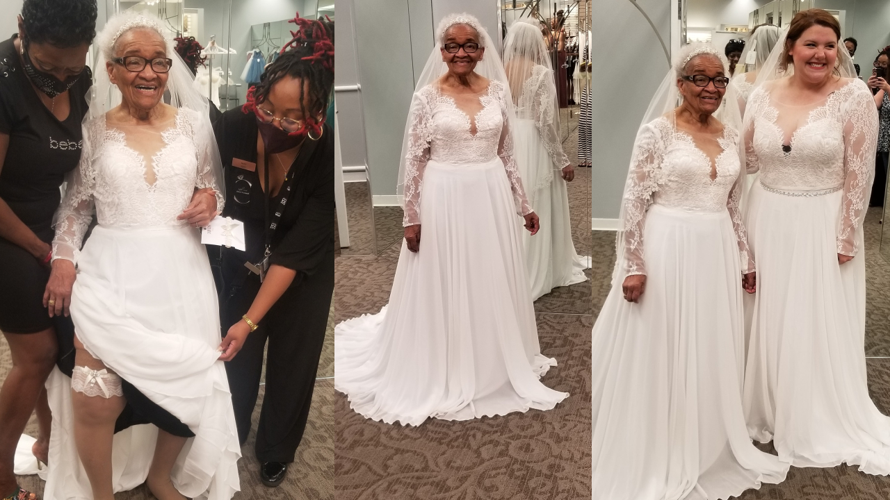 La mujer que cumplió su sueño de probarse un vestido de novia