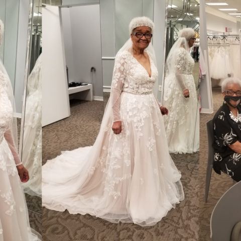 Mujer cumple su sueño de usar vestido de novia