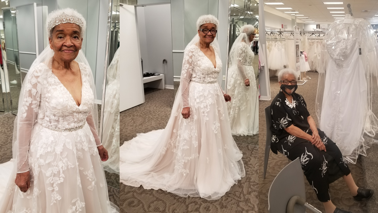 Mujer cumple su sueño de usar vestido de novia