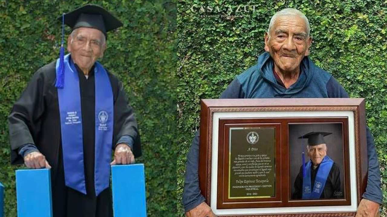 felipe espinoza adulto mayor titulado como ingeniero