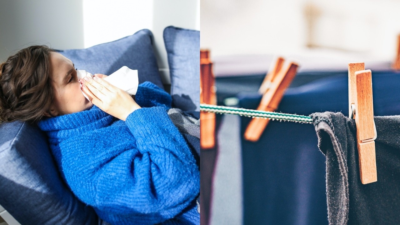 riesgos de colgar tu ropa mojada dentro de casa