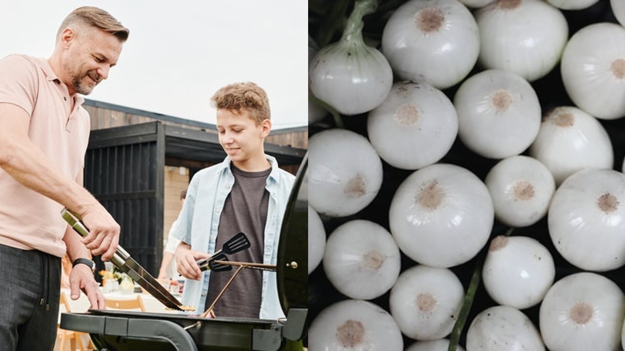 limpiar la parrilla con una cebolla