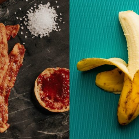 Tocino hecho de cáscara de plátano