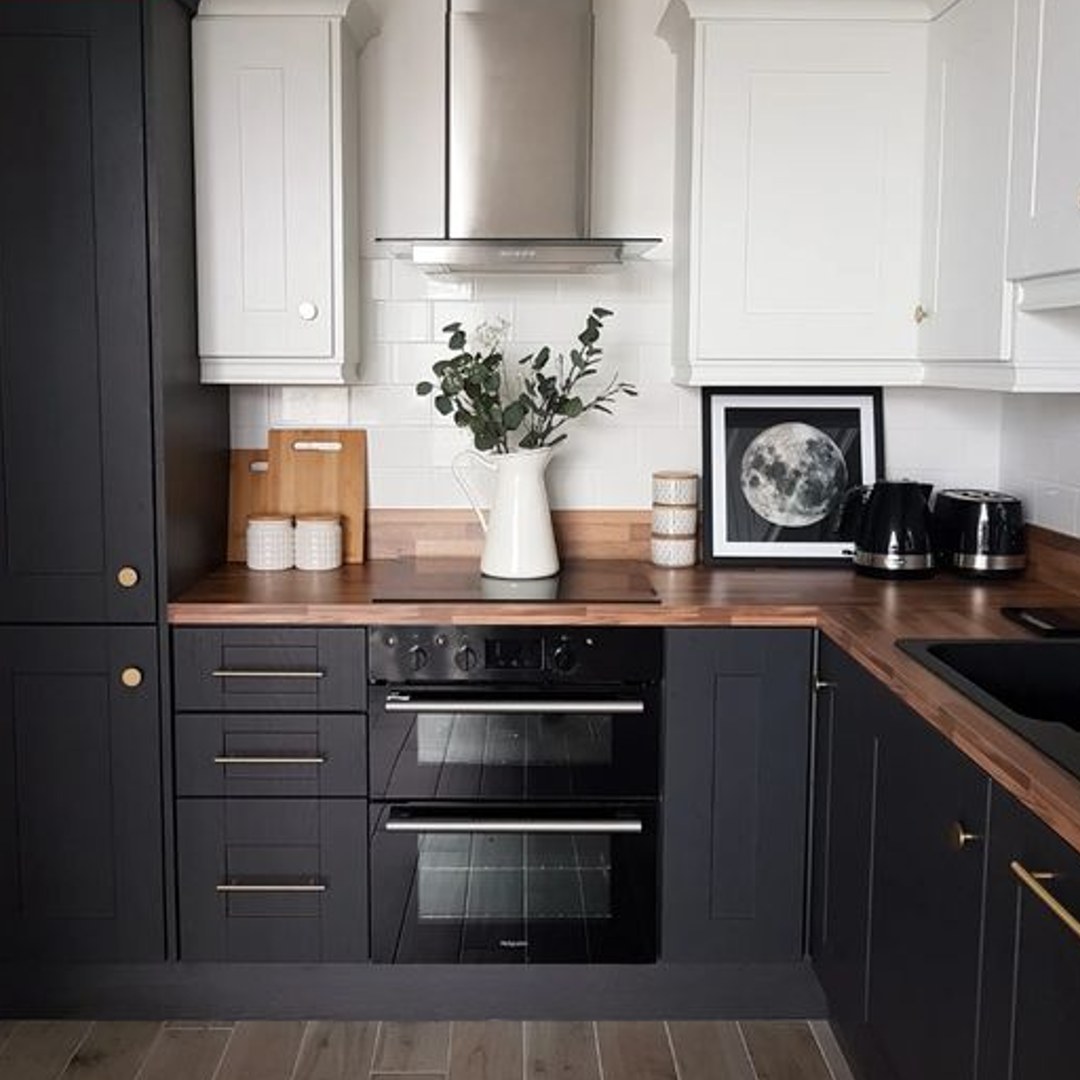 cocina modular de color negro