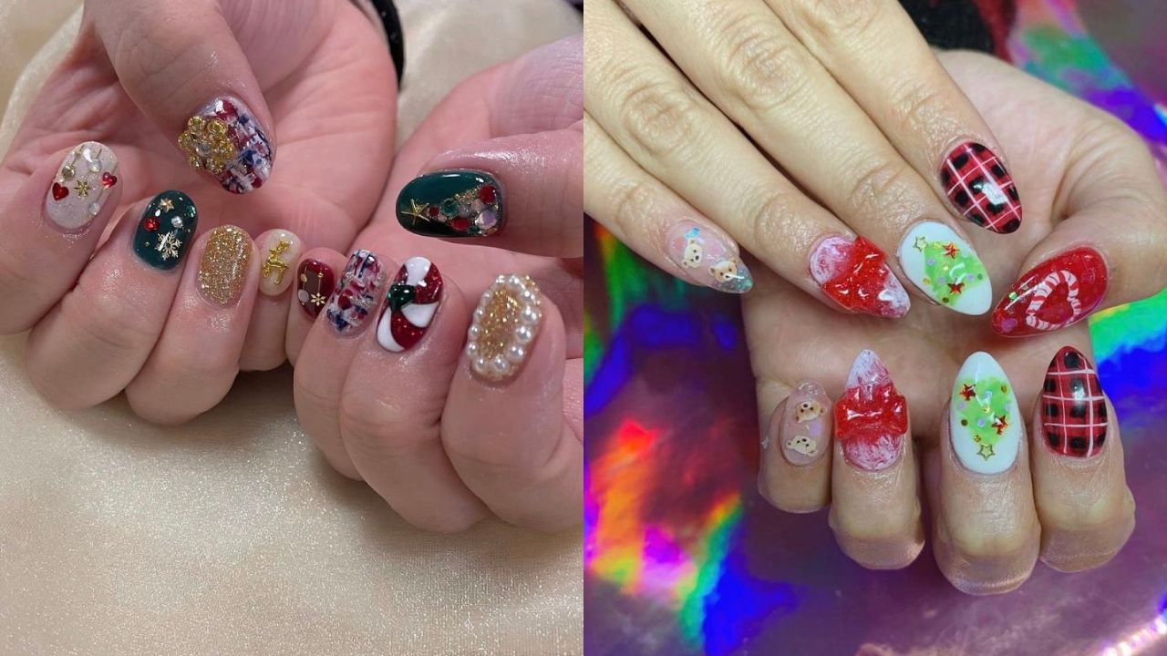 Alegres diseños de uñas de Navidad 2021
