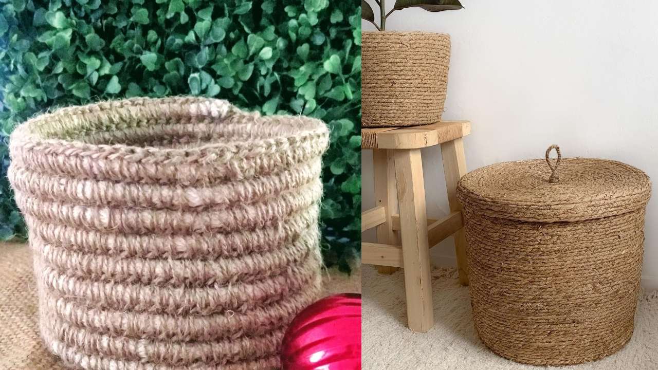 Como hacer un cesto de yute