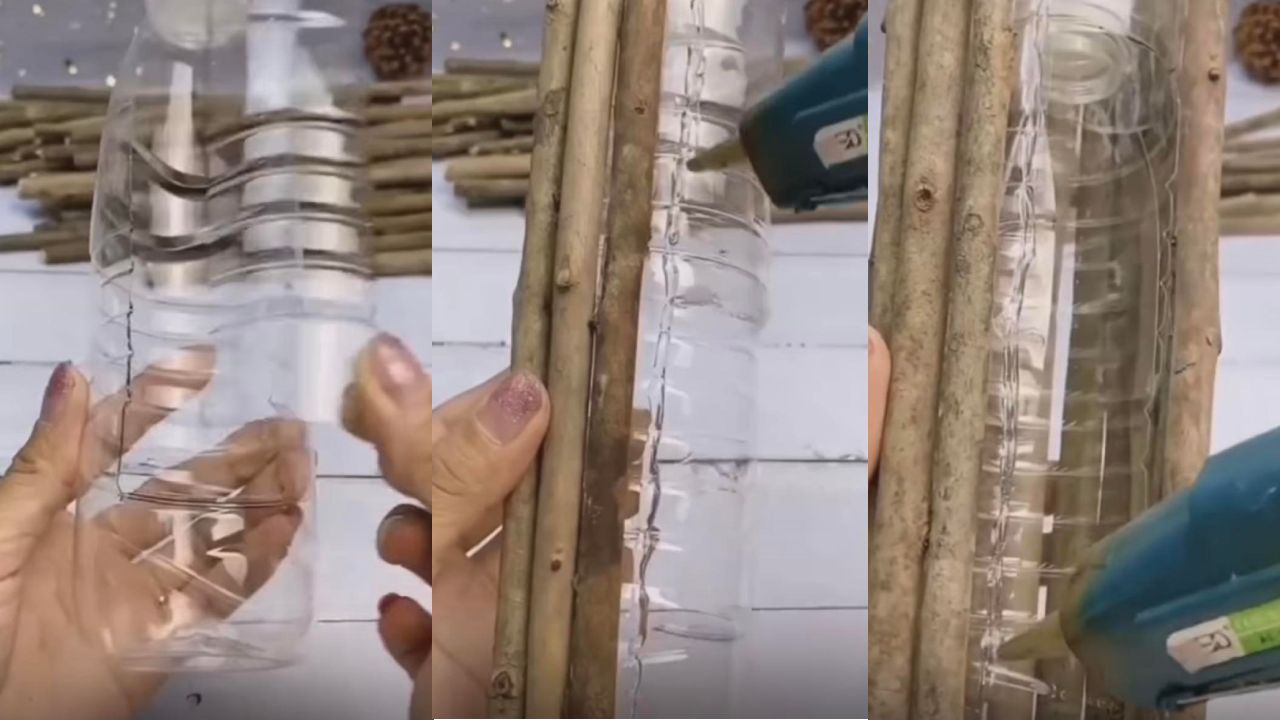 macetas con botellas de plástico