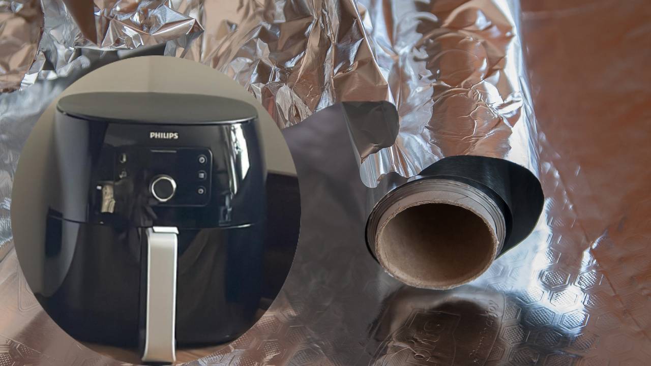 papel aluminio en la freidora de aire