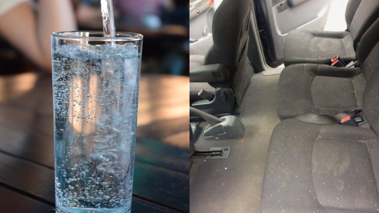 agua mineral para limpiar la tapicería del auto