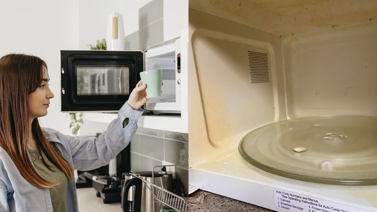 limpiar manchas amarillas del microondas