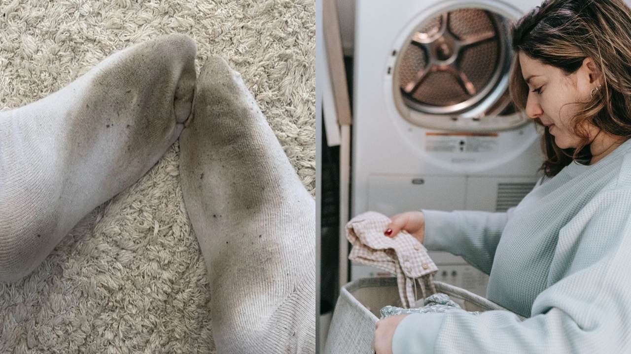 manchas negras de los calcetines