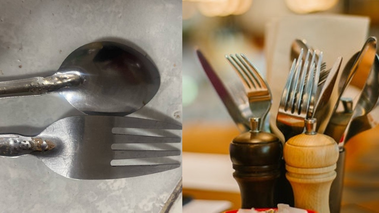 limpiar los cubiertos manchados de atras