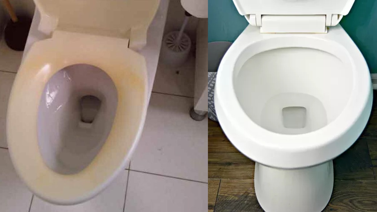 como limpiar el inodoro de manchas amarillas