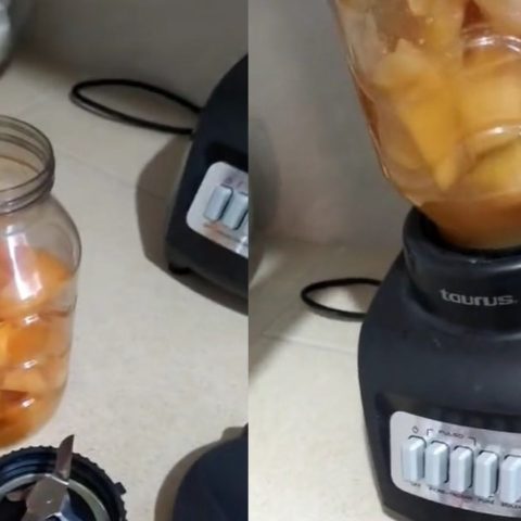 Licuadora casera con un frasco