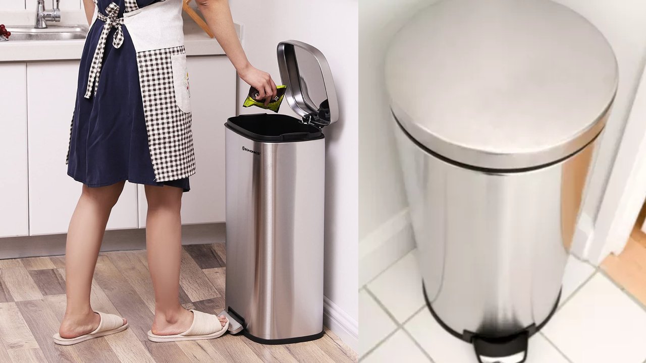 oxido bote de basura de acero